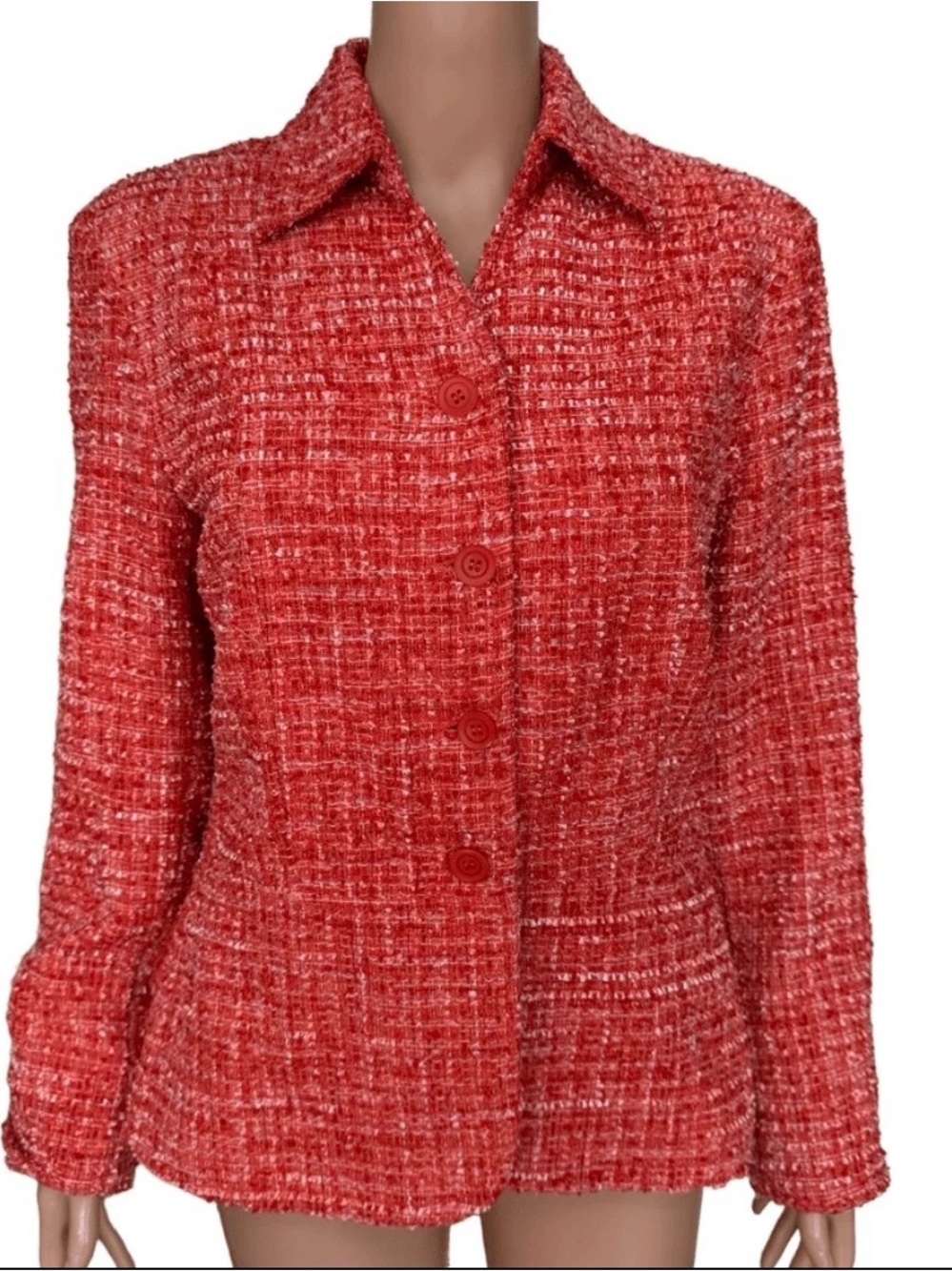 Coldwater Creek Textured Tweed Blazer
Jacket Orange Red Fall Office EUC Size 16
